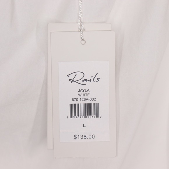 Rails Blouse Womens Size Large‎ White Jayla Poplin Top One Shoulder Cropped NWT - Picture 2 of 5